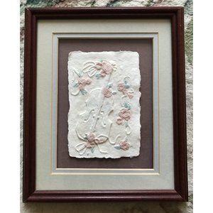 Cello - Vintage Framed Hand Cast Paper Artwork - Figi Graphics - Signed